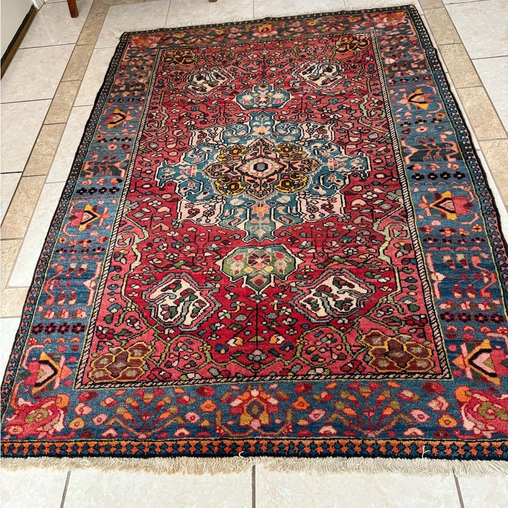 NWT Vintage Persian Hand-Knotted Bakhtari Multicolor Oriental Rug 6.7 4.10